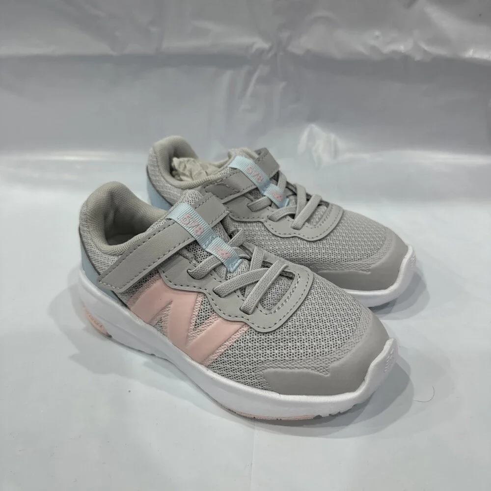 New Balance 578 Sneakers Kids US 9.5 Gray Pink Comfort Casual Shoes EBS2643